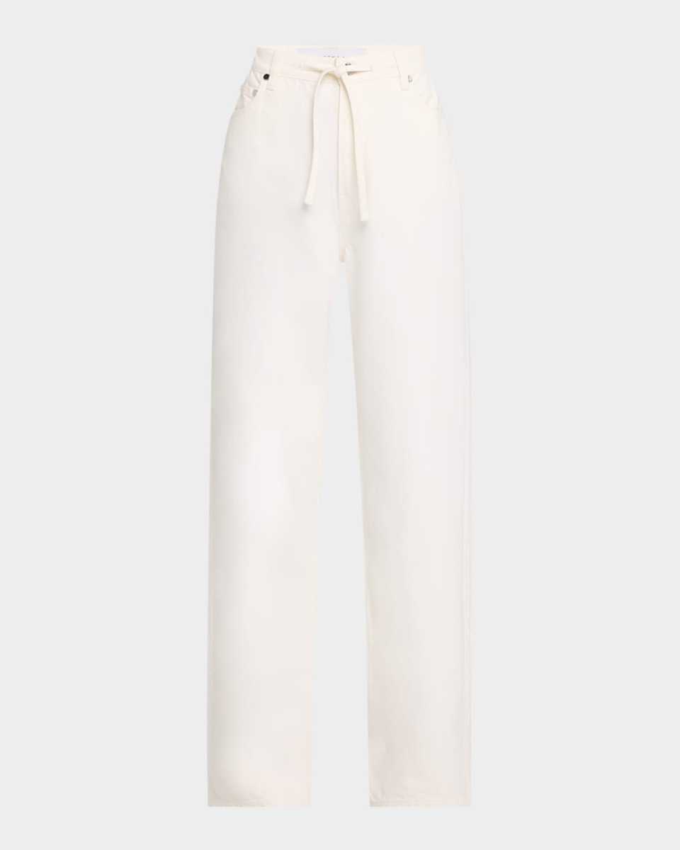 Dunn Drawstring Wide-Leg Jeans with Crochet Trim